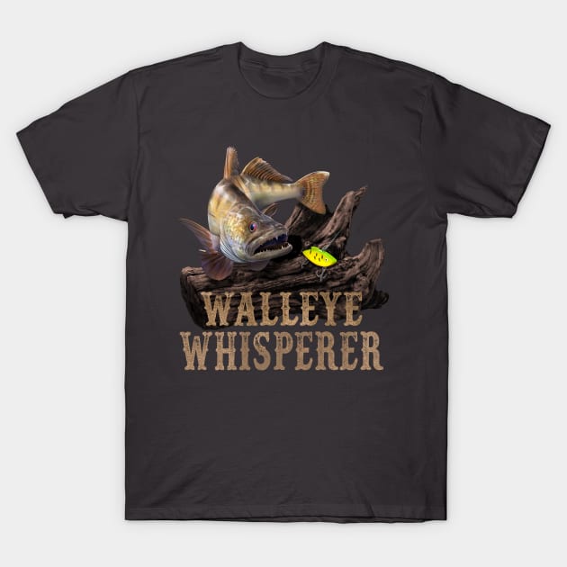 Walleye Whisperer Fishing Design T-Shirt by MarkusShirts